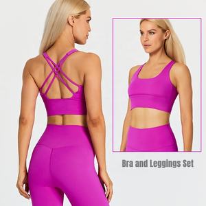 Couleurs personnalisées logo uni femmes entraînement 2 pièces yoga sans couture ensemble taille haute leggings respirant sport soutien-gorge grande taille fitness - Product Image 4
