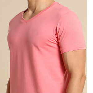 Camiseta de algodón de buena calidad para hombre de verano de nueva marca para hombre, camisetas de ajuste Regular con cuello en V sólido de algodón para hombre - Product Image 4