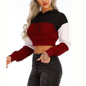 Sweat-shirt à capuche et pull pour femme, crop top à capuche, automne, femme, uni, sweat-shirt pour femme, manches longues, longueur courte - Product Image 6