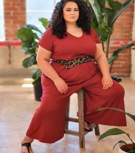 Combinaison une pièce grande taille femme couleur unie combinaison fluide galbée femme taille libre combinaison extensible - Product Image 3