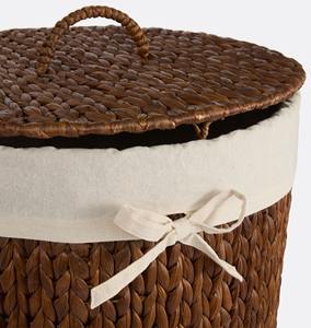Panier en jacinthe d'eau avec doublure en tissu, panier de rangement fait main, vente en gros, écologique, fabriqué au Vietnam - Product Image 3
