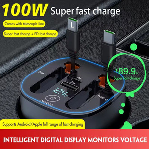 120W PD QC3.0 4 trong 1 linh hoạt có thể thu vào xe sạc nhanh cho Apple USB Loại C siêu nhanh sạc thuốc lá nhẹ hơn Adapter - Product Image 5