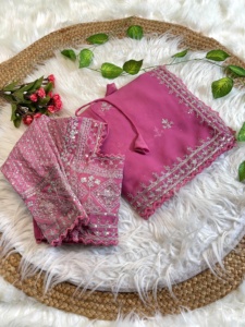 Direct Fabricant Nouvelle Arrivée Indien Georgette Sarees Lin Matériel Dernière Fête Porter Conception Femmes Filles Adultes Mariages - Product Image 2