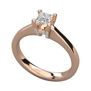 Bague solitaire en diamant taille princesse et diamant rond - Product Image 2