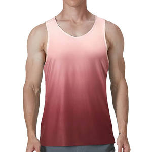 Débardeurs de course sportifs pour hommes, col rond, respirants, anti-froissement, à séchage rapide, imprimés par sublimation personnalisée, 100% polyester - Product Image 1