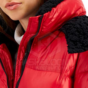 Femmes XL Taille Hiver Peau De Mouton Fermeture Éclair Tricoté À Capuche Doudoune Respirant Polyester Logo Personnalisé Imprimé Solide En Gros - Product Image 4