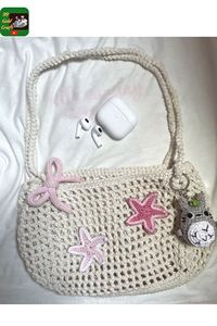 Nouveauté sac de plage en filet tissé en corde de coton à la mode sac en crochet fait main avec poche intérieure - Product Image 4