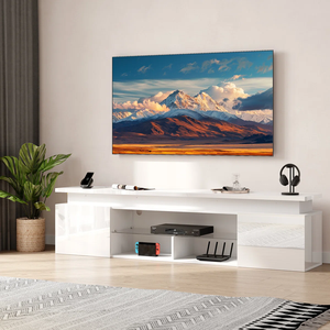 Mobile TV Moderno con Luce LED RGB per TV fino a 75-80 Pollici, Console Multimediale con Presa di Corrente, Centro di Intrattenimento per Soggiorno - Product Image 1