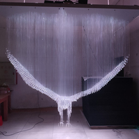 Lustre moderne en laiton à fibres optiques LED à économie d'énergie, grand modèle rectangulaire en forme de vague, abat-jour en albâtre, lumière suspendue 2700K