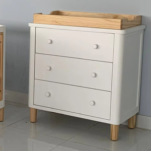 Coffre de rangement en bois blanc à 3 tiroirs 722 avec poignées pour chambre ou lit dans la salle à manger ou le salon - Product Image 3