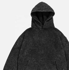 Sweat à capuche décontracté surdimensionné lavé à l'acide pour sweat à capuche en coton léger de Style Streetwear avec cordon de serrage unisexe nouveau meilleur sweat à capuche pour hommes - Product Image 3