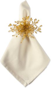 Rond de serviette en perles dorées super luxe en forme de vintage pour décor de table de fête de mariage anneaux de serviette exclusifs pour papier bois - Product Image 6