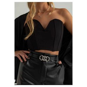 Ceinture pour femme avec boucle intégrée pour pantalons, vestes, robes et chemises - Noir-Argent - Product Image 4