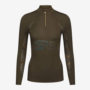 Directo de fábrica, camisas ecuestres para mujer, manga larga, media cremallera, capa Base de equitación, Spandex, nailon, Jodhpur y calzones, equitación - Product Image 4