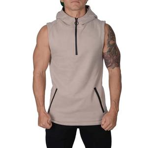 เสื้อฮู้ดแขนกุดมีซิปกระเป๋าแฟชั่นผู้ชาย, เสื้อมีฮู้ดแขนกุดน้ำหนักเบาสำหรับฟิตเนส - Product Image 1