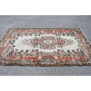 พรมขนสัตว์6.2ft สีเบจสีน้ำตาลคลาสสิกขนาด5.6 x ดีไซน์แบบเย็บปะติดปะต่อกันแบบตุรกีสำหรับห้องนั่งเล่นห้องนอนห้องโถงทำจากยางทรงสี่เหลี่ยม - Product Image 4