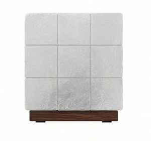 White <b>Salt</b> Cube Shape Crystal Rock <b>Salt</b> Natural Himalayan <b>Salt</b> Lamp Lined Night Light with Wooden Base Decorative Table Lamp - Product Image 2