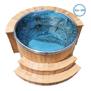 Escalera de Lujo de 220 cm con Cubierta de Madera de Cedro Rojo y Acero Inoxidable 304, Magnífica para Exteriores, Hoteles, Resorts y Villas Privadas - Product Image 1