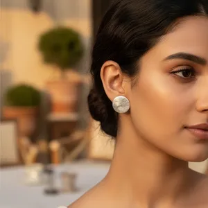 Pendientes de Botón Texturizados de Moda para Mujer para Uso Diario - Product Image 1