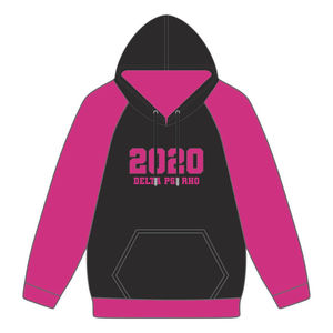 Delta Psi Rho Sorority Raglan manga pulóver Sudadera con capucha negro 80 algodón 20 Poly año de fundación 2020 vida griega ropa informal con capucha - Product Image 2