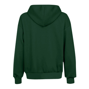Sweats à capuche pour femmes de couleur unie fermeture éclair logo personnalisé pull à capuche manches longues tissu éponge français coton sweats à capuche pour femmes - Product Image 3