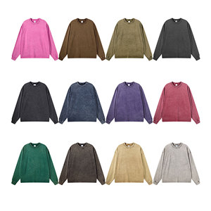 Camisetas de manga larga para hombre con logotipo personalizado 260GSM de alta calidad 100% algodón Batik ácido lavado desgastado Retro Street Hoodies - Product Image 2