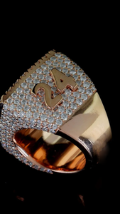 Anillo de Sello Personalizado con Número 24, Hecho a Mano en Plata de Ley con Diamantes Moissanite VVS, Estilo Hip Hop, Lujoso y Elegante para Hombre - Product Image 2