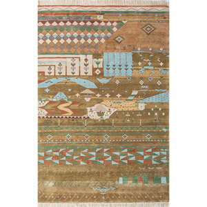 Alfombra de Seda Anudada a Mano Manchaha Gold, Diseño Geométrico de Gran Tamaño para el Hogar, para Sala de Estar, Pasillo, Modelo Rectangular LSL-312 - Product Image 1