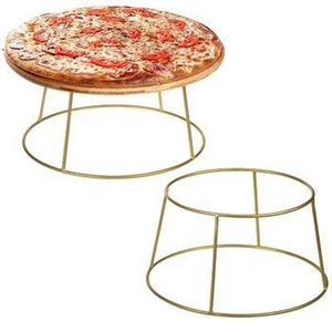 Lot de 2 présentoirs à pizza en fer doré au design fait main, idéaux pour la vaisselle, la cuisine et le service de desserts dans les restaurants. - Product Image 1