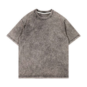 เสื้อยืดคอกลมทรงโอเวอร์ไซส์ผ้าฝ้าย 100% ล้างสีแบบวินเทจ ระบายอากาศได้ดี พิมพ์ลายตามสั่ง พร้อมโลโก้แบบกำหนดเองสำหรับผู้ชาย - Product Image 5