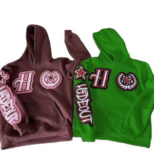 2023 nouveauté Chenille patchs sweats à capuche à vendre personnalisé 2 pièces hommes et femmes porter décontracté Chenille Patch sweats à capuche - Product Image 1