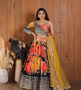 2022ออกแบบใหม่ lehenga choli ที่มีคุณภาพที่ดีที่สุดเทศกาลงานแต่งงานปาร์ตี้สวมใส่ใหม่ล่าสุดล่าสุดผ้าตาข่ายเย็บปักถักร้อยลำดับงานสมัยใหม่ - Product Image 3