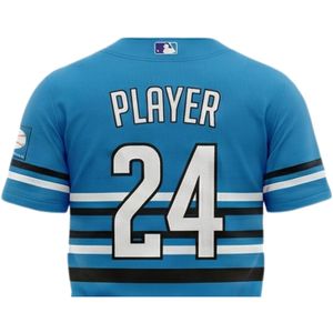 Maillot de baseball pour homme adulte en polyester 100% respirant à séchage rapide, col en V, imprimé sur mesure par sublimation, tissu uni de 300 grammes - Product Image 6