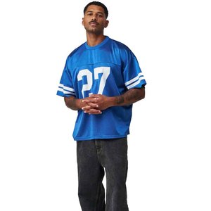 Nueva Llegada: Camiseta de Fútbol Americano Azul para Hombre, Número 27, Cuello Redondo, Manga Corta, Transpirable, Corte Holgado - Product Image 4