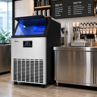 Machine à glaçons commerciale automatique avec entrée d'eau, machine à glaçons carrés 55 kg 220 V pour les bars et les salons de thé