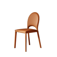 Chaise de salle à manger en cuir style crème OEM pour la maison, design moderne, chaise de dîner stable pour la maison, le bureau et le bar à domicile