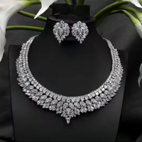 Ensemble collier, bracelet et boucles d'oreilles en argent sterling 925 avec diamants de laboratoire, coupe excellente, bijoux personnalisés, cadeau incroyable pour elle