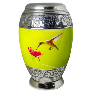 Humming Bird Aluminum Cremation <b>Urn</b> with Meena Coating <b>Large</b> (220 cu in) & Keepsake Sizes Leak Proof Engravable Cremation <b>Urns</b> - Product Image 1