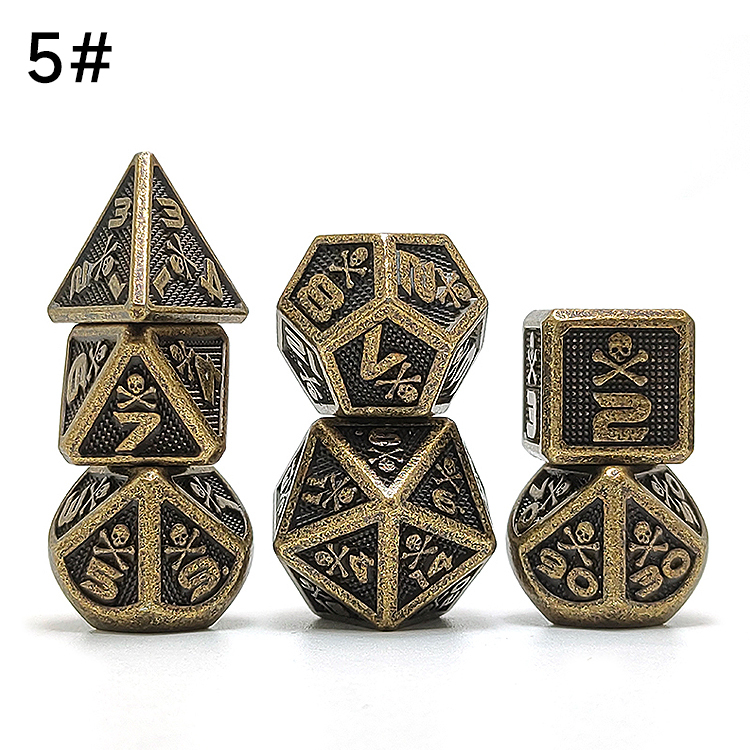 Lot De Dés DND En Métal – 7 Pièces – Rouge, Motif Dragon – Alliage Zinc – Avec Pochette – D4, D6, D8, 2D10, D12, D20