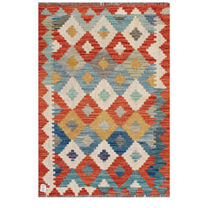 Alfombra Kilim de Maimana, Afganistán, 115 x 81 cm, Alfombra Afgana Tradicional Hecha a Mano - Product Image 1