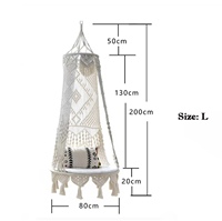 Fauteuil suspendu en macramé bohème 100% fait main, écologique, en cordon de coton couleur naturelle, qualité supérieure, forme carrée, pour plafond