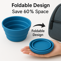 Ensemble de vaisselle en silicone 5-en-1 pour l'extérieur, bol pliant, tasse, assiette, cuillère et fourchette, portable et sans BPA, couleurs personnalisées et impression du logo