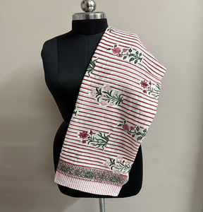 CHHEENT Bufanda/Chal de Algodón 100% para Mujer, Tejido de Sarga Ecológico, Transpirable y Lavable, con Diseño Floral Estampado a Mano - Product Image 3