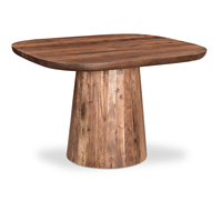 Piédestal en forme de tambour de style rustique moderne Base en bois d'acacia massif avec table conique Finition naturelle à base d'eau Table à manger