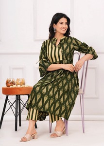 Anarkali kurta ชุดเดรสผ้าฝ้ายพิมพ์ลาย, ชุดกระโปรงยาวถึงเข่าชุดเดรสพื้นเมืองสำหรับผู้หญิงชุดอินเดีย - Product Image 6