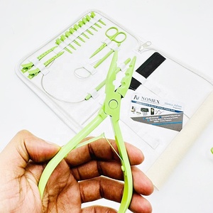 Light Green Powder Coated <b>Hair</b> Extension Tools Kit for Students Included Multi-Functional Pliers <b>Hair</b> Clips, Loops & <b>Comb</b> Set - Product Image 5