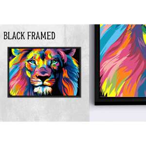 Toile imprimée élégante : décor de lion abstrait en verre trempé, 1P Blackframedcanvas - Product Image 1