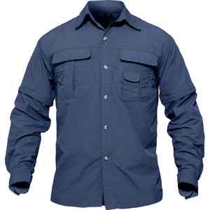 เสื้อตกปลาผู้ชายแบบติดกระดุม ป้องกันแสงแดด กันน้ำ แห้งเร็ว ป้องกันแบคทีเรีย ระดับ UPF 50 ผลิตตามแบบ OEM - Product Image 6