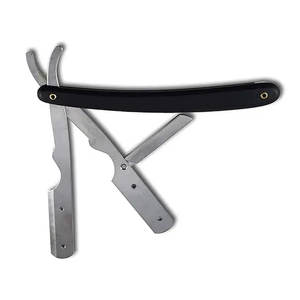 Rasoir noir pliant de salon professionnel en acier inoxydable professionnel rasoir de barbier à bord droit Ustra pour hommes - Product Image 3