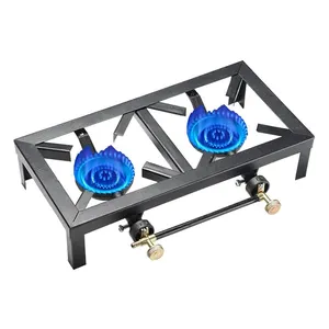 Camping Stove Double Burner Propane Gas Boiling Ring LPG Stove Barbecue BBQ Grill Cooker Outdoor Portable